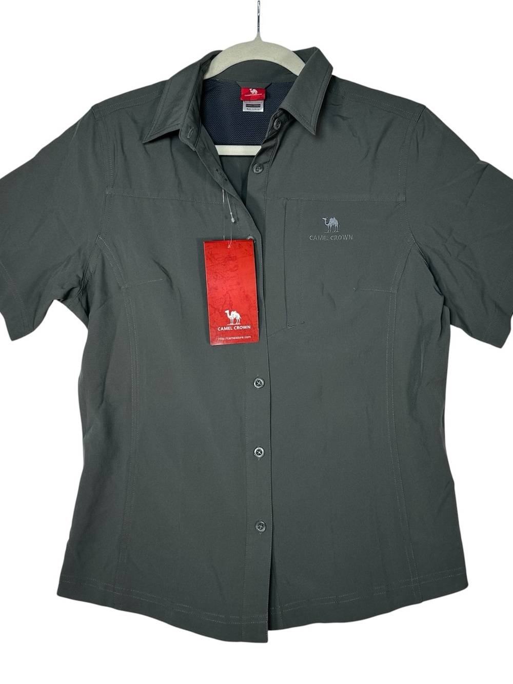 NWT CAMEL CROWN Women's Hiking Shirt Gray Quick Dry Vented Gorpcore Granola M